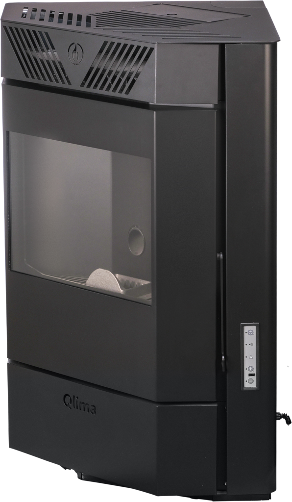 Stufa a pellet Qlima Isotta 94 S-Line 9,84 kW – Modello angolare, Nero