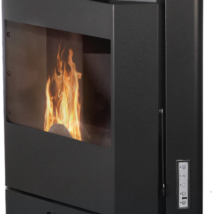 Qlima Pelletkachel Isotta 94 S-Line 9,84 kW – Hoekmodel, Zwart