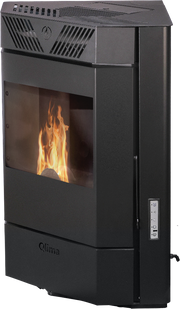 Stufa a pellet Qlima Isotta 94 S-Line 9,84 kW – Modello angolare, Nero
