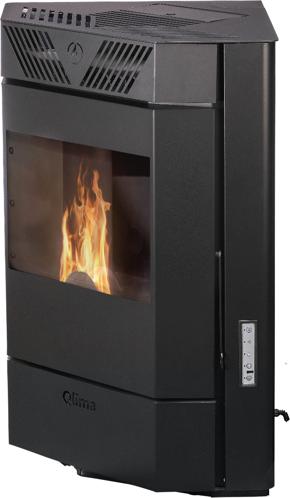 Qlima Pelletkachel Isotta 94 S-Line 9,84 kW – Hoekmodel, Zwart