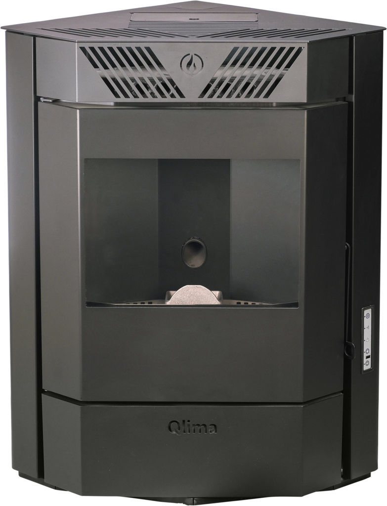 Stufa a pellet Qlima Isotta 94 S-Line 9,84 kW – Modello angolare, Nero