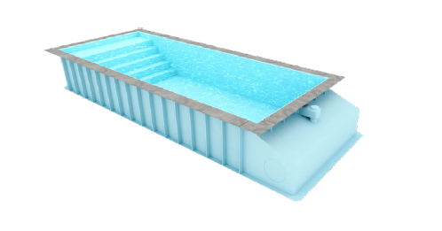 Piscine en polypropylène BlueFino avec marches romaines gris clair - 800 x 350 x 150 cm