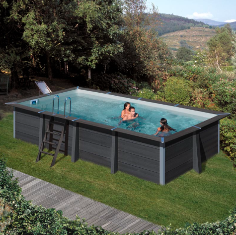 Graue Auskleidung für rechteckiges Avantgarde-Schwimmbecken mit den Maßen 606 x 326 x 124 cm von Gre