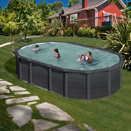 Piscina ovalada de acero Gre Capri de 610 cm x 375 cm x 132 cm