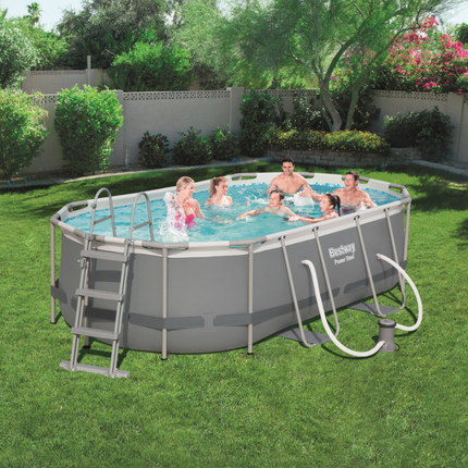 Bestway Power Steel Swimmingpool-Set Oval Grau 427 cm x 250 cm x 100 cm