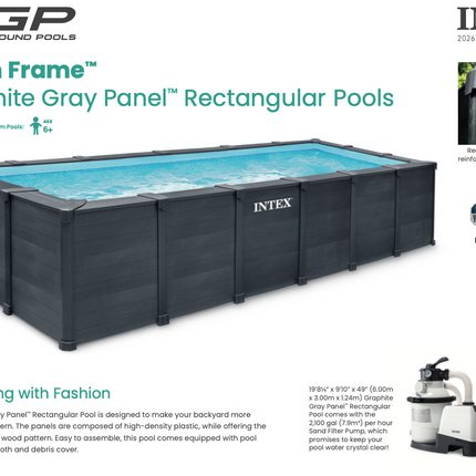 Intex Graphite Panel Pool 600 cm x 300 cm x 124 cm
