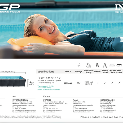 Intex Graphite Panel Pool 600 cm x 300 cm x 124 cm