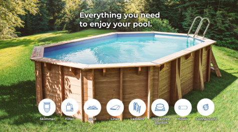 Gre Holzpool Safran 2 oval 620 cm x 395 cm x 136 cm