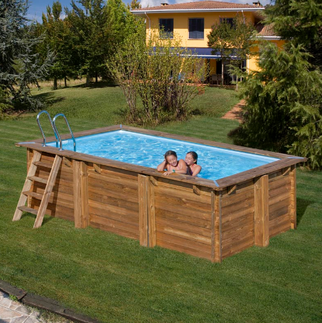 Gre Piscina de madera Marbella 2 – 420 cm x 270 cm x ↕117 cm 