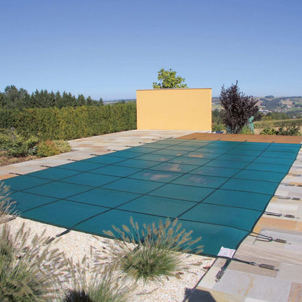 Cubierta de seguridad invernal verde para piscina cuadrada de 400 cm x 400 cm