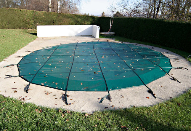 Safety Cobertor de invierno Verde para piscina redonda Ø 300 cm, medida de cobertor Ø 380 cm