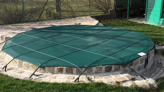 Safety Cobertor de invierno Verde para piscina redonda Ø 300 cm, medida de cobertor Ø 380 cm