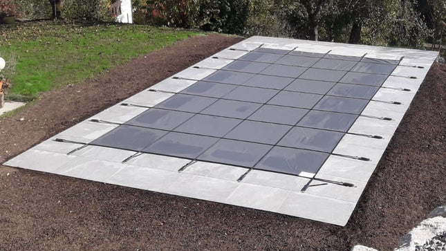 Cobertor de Seguridad de Invierno Gris para Piscina Rectángulo 700 cm x 400 cm