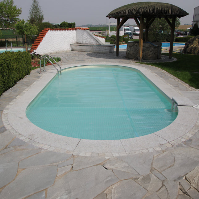 Cobertor para piscina plástico de burbujas Azul claro para piscina ovalada 714 cm x 400 cm