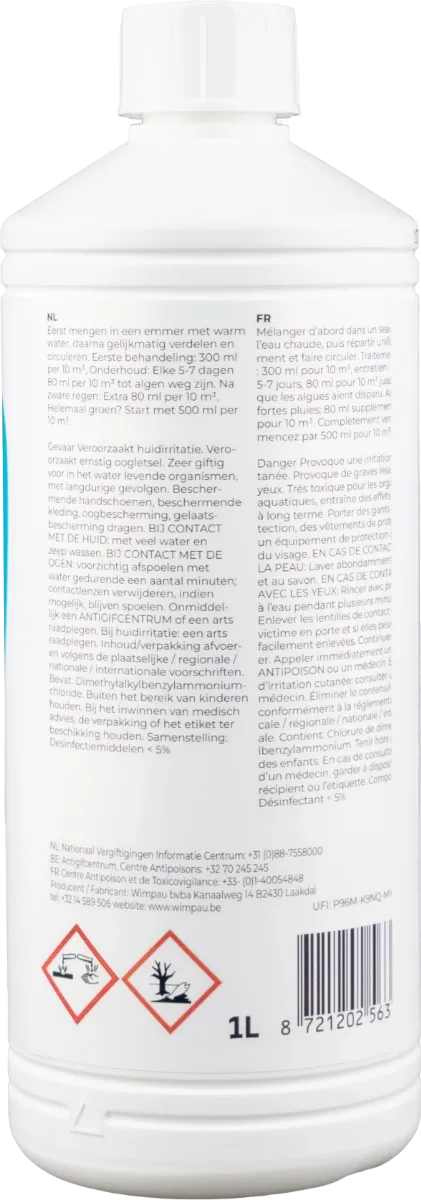 W'eau Anti-Alg 1 Liter – Professionele Algenbestrijder
