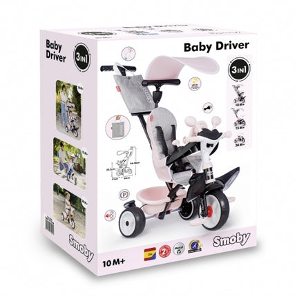 Baby Driver Roze Driewieler – 3-in-1 Evoluerende Driewieler