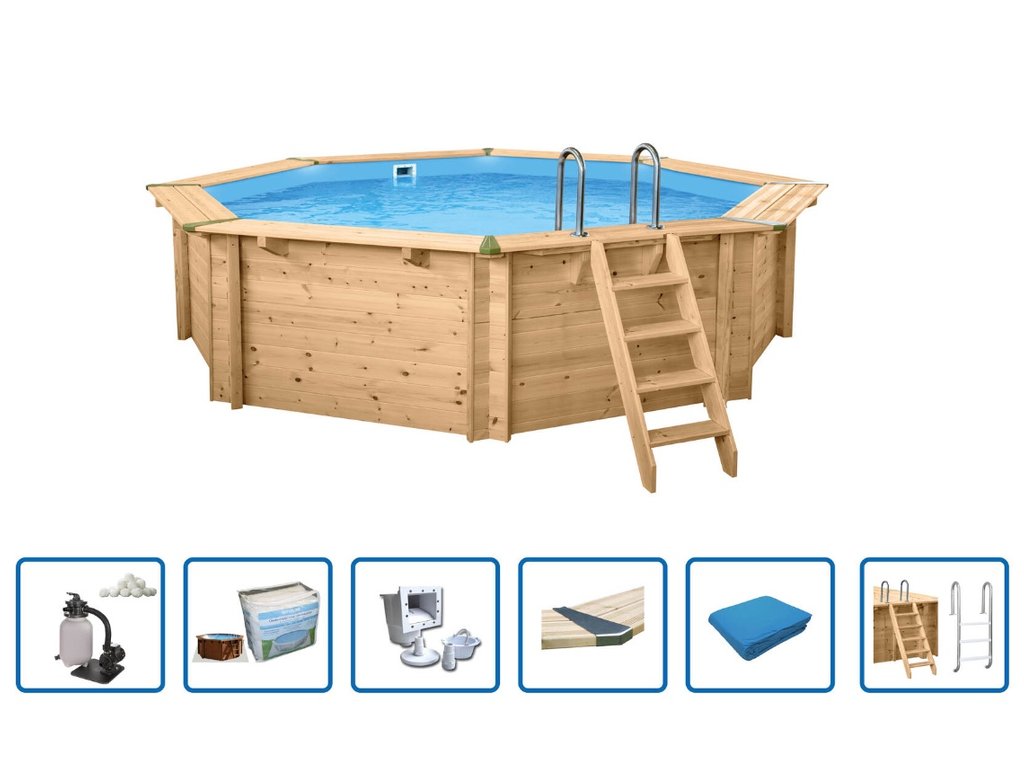 Interline Bali Holz Rundpool 530 cm x 136 cm Komplettpaket