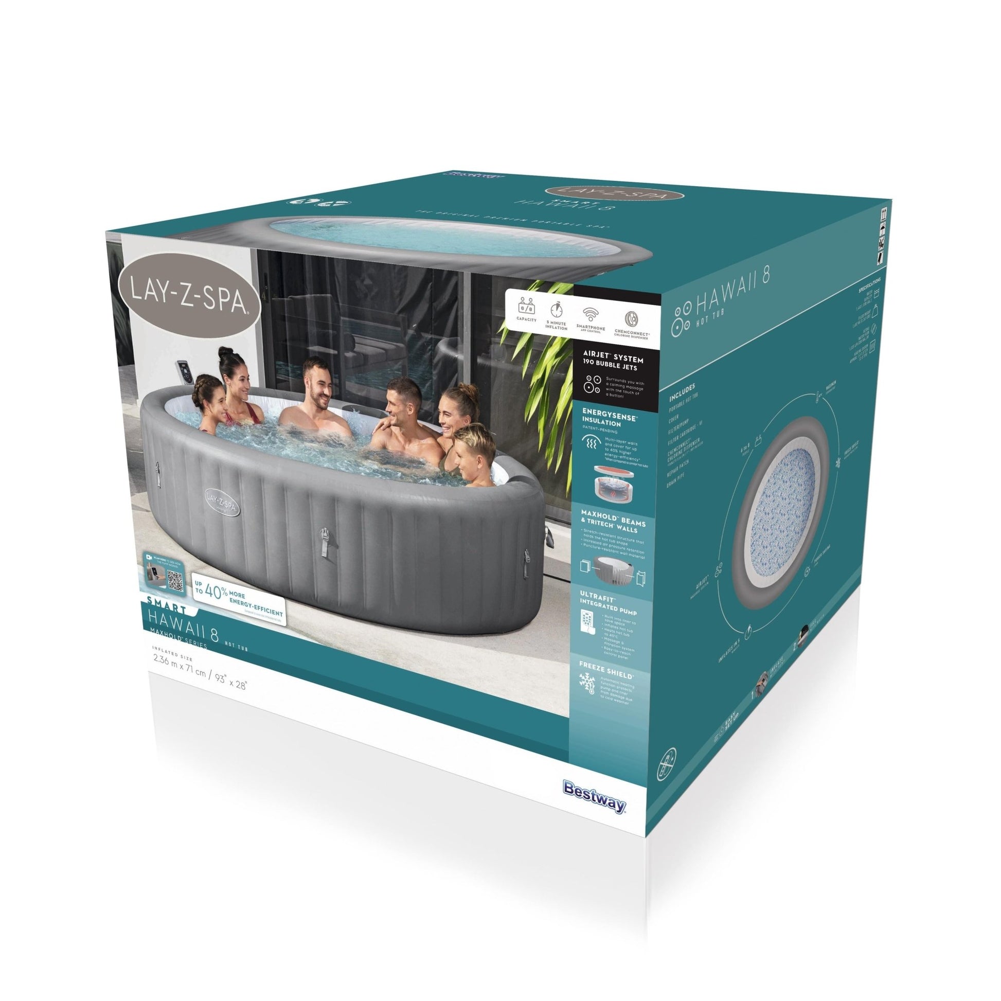 Bestway Lay-Z-Spa Hawaii Energy-Efficient Smart AirJet, 8 persoons - Azzura Pool