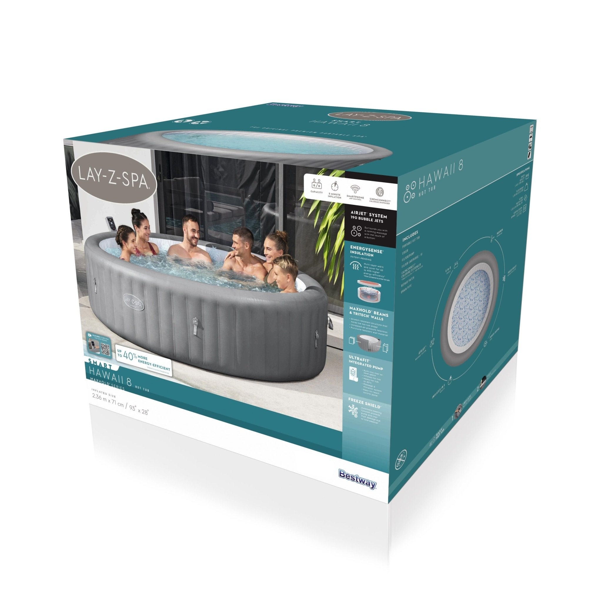 Bestway Lay-Z-Spa Hawaii Energy-Efficient Smart AirJet, 8 persoons - Azzura Pool