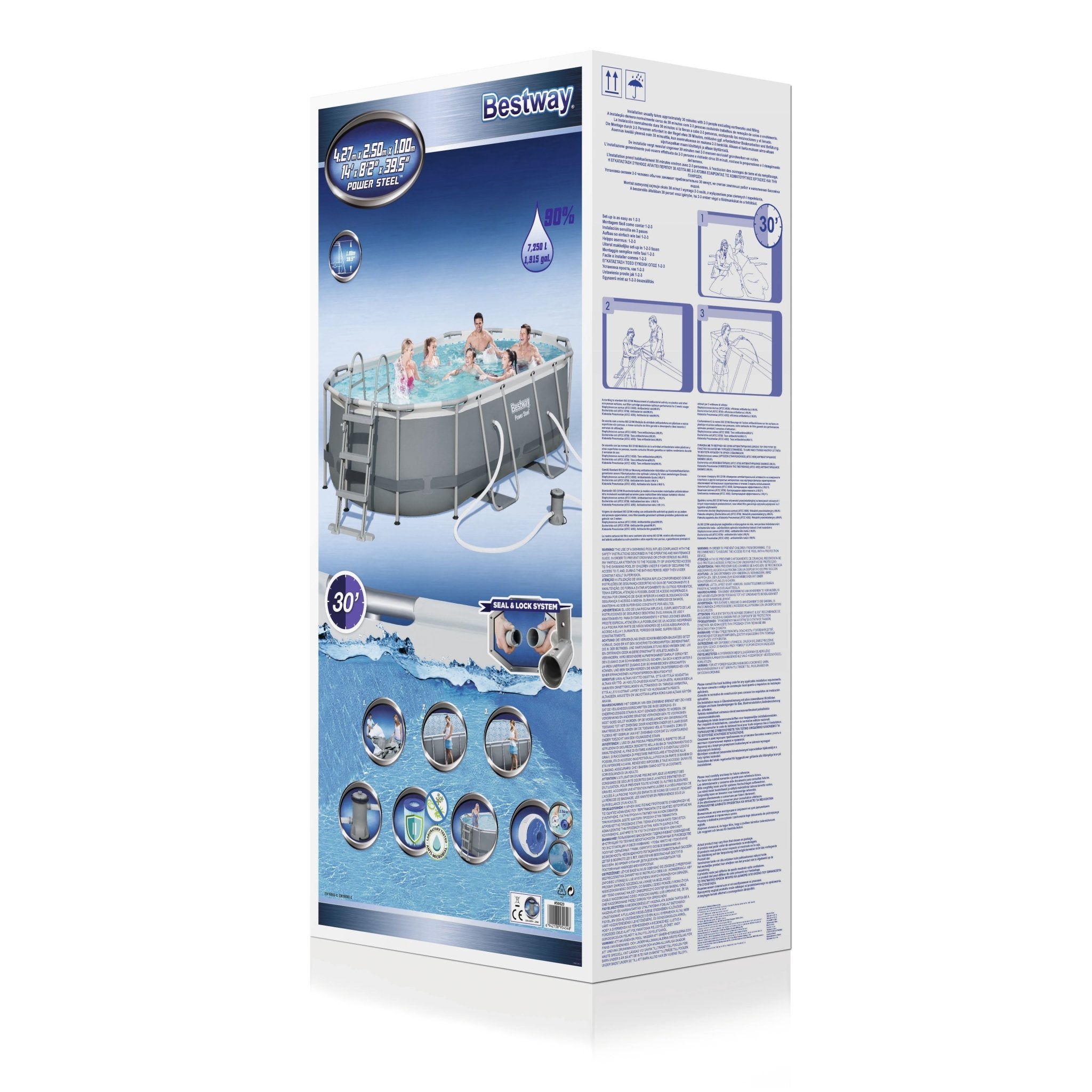 Bestway Power Steel Zwembad Set Ovaal Grijs 427 cm x 250 cm x 100 cm - Azzura Pool
