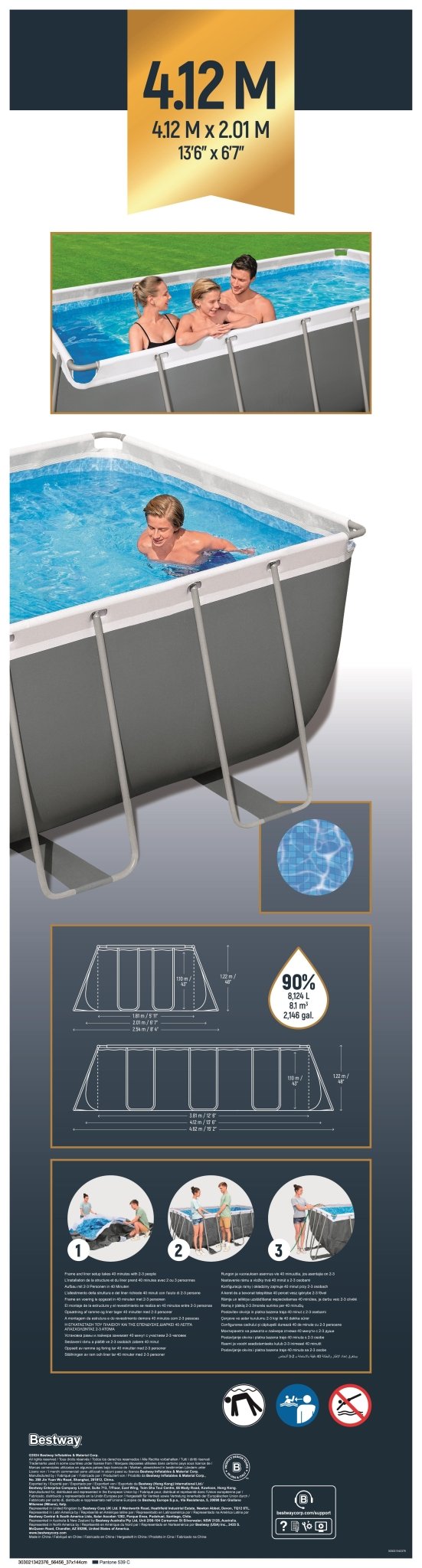 Bestway Steel Pro Max Bovengronds Zwembad Set 412 cm x 201 x 122 cm - Azzura Pool