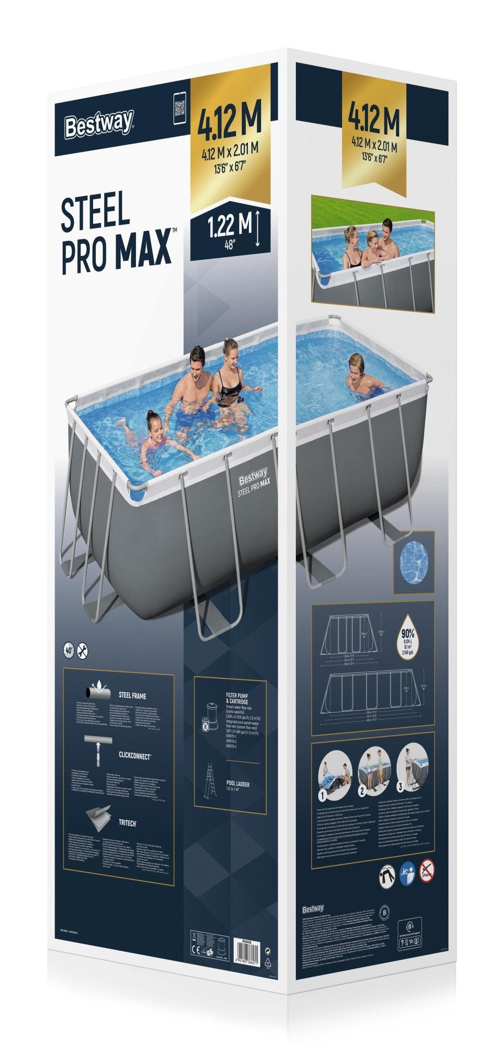 Bestway Steel Pro Max Bovengronds Zwembad Set 412 cm x 201 x 122 cm - Azzura Pool