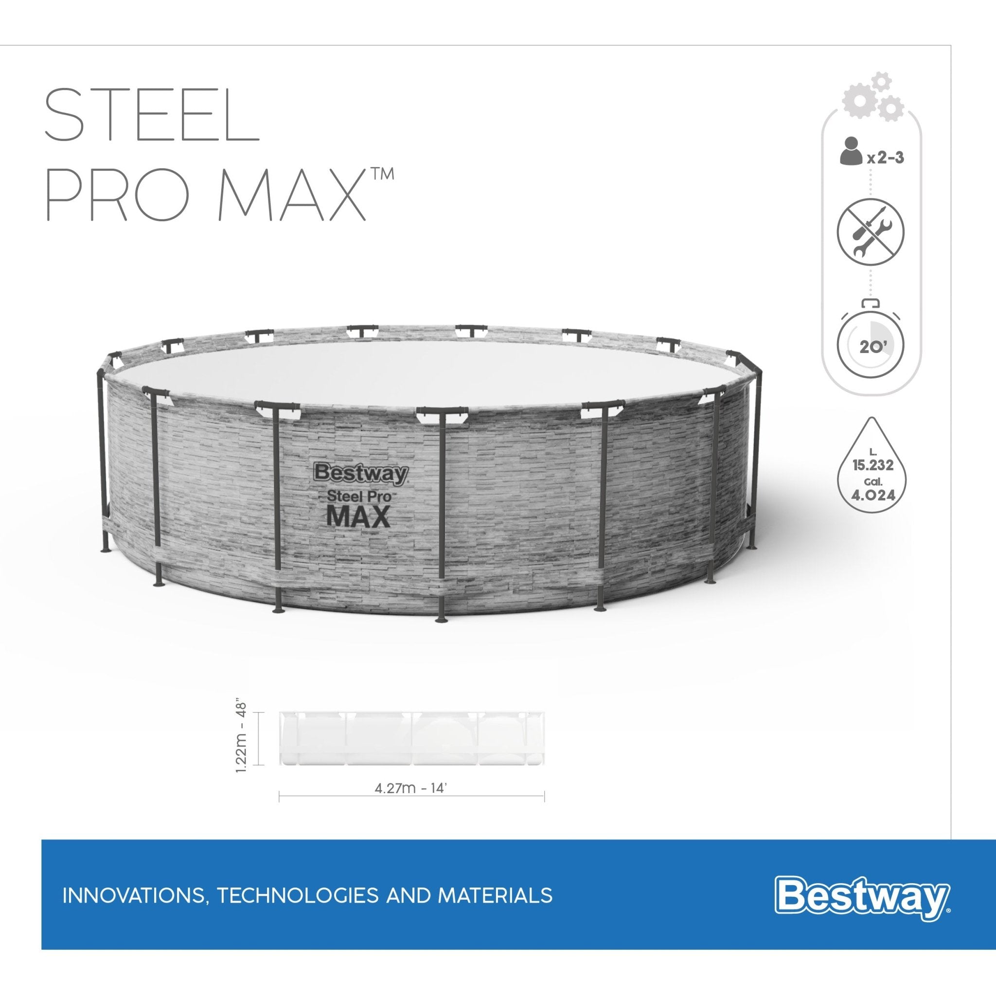 Bestway Steel Pro MAX Rond Frame Zwembad Set 427 cm × 122 m - Azzura Pool