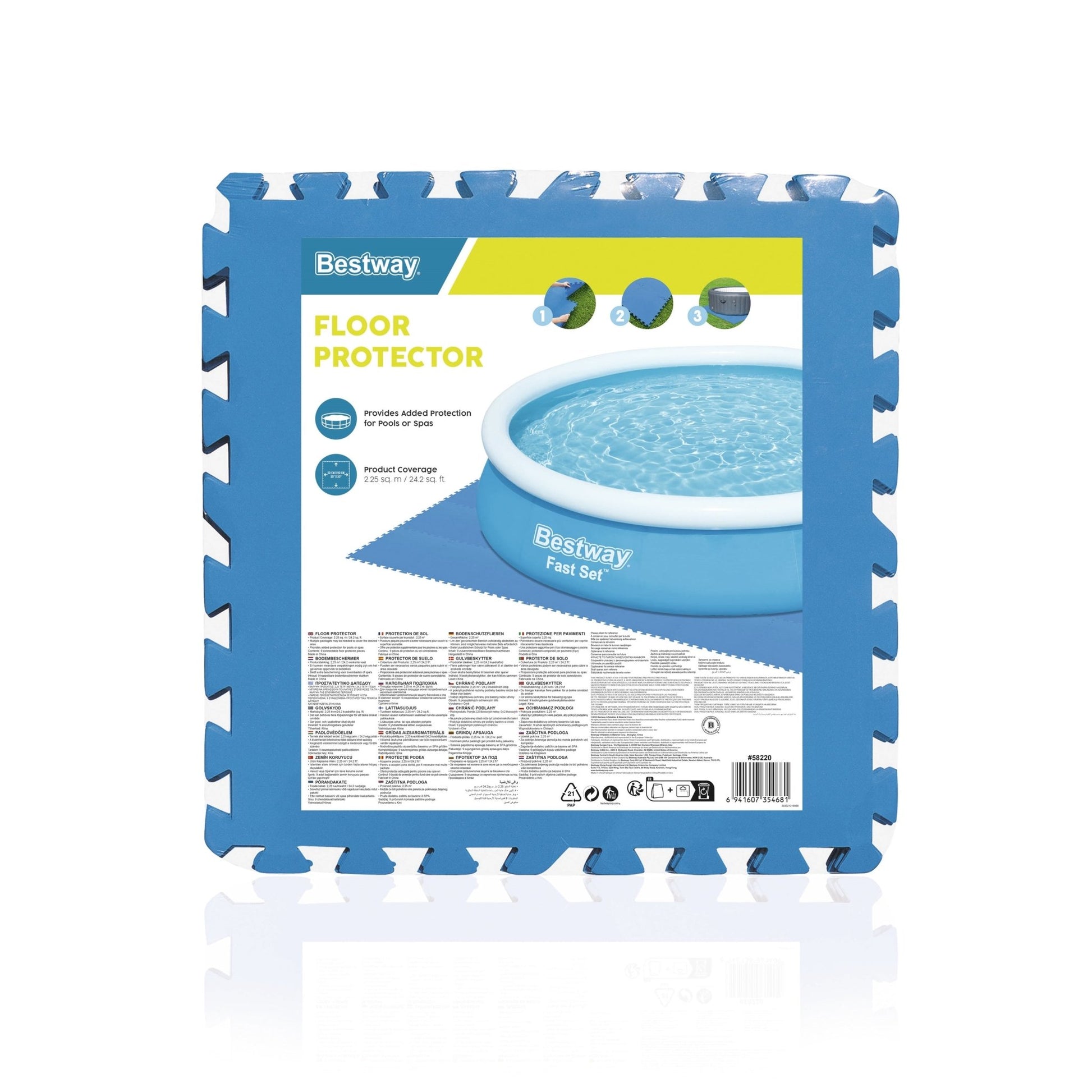 Bestway Zwembad Bodembeschermer Set – 9 Stuks – 50 x 50 cm – 2,25 m² – Blauw - Azzura Pool