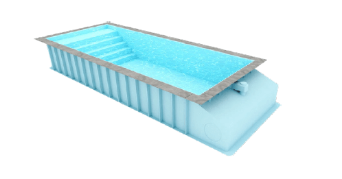 BlueFino polypropyleen zwembad met rechte trap lichtgrijs - 600 x 375 x 150 cm - Azzura Pool