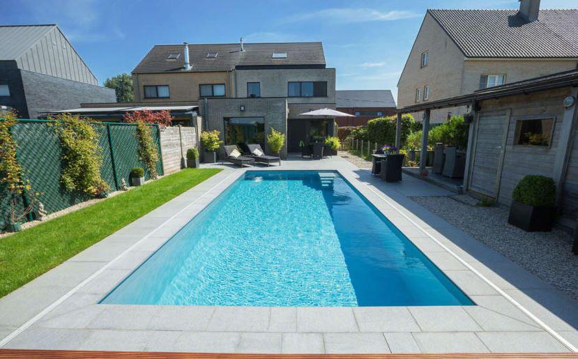 BlueFino polypropyleen zwembad met rechte trap lichtgrijs - 600 x 375 x 150 cm - Azzura Pool