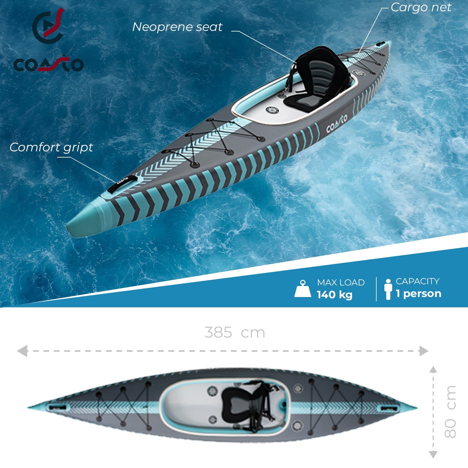 Coasto Kayak Capitole, 1 persoon - Azzura Pool