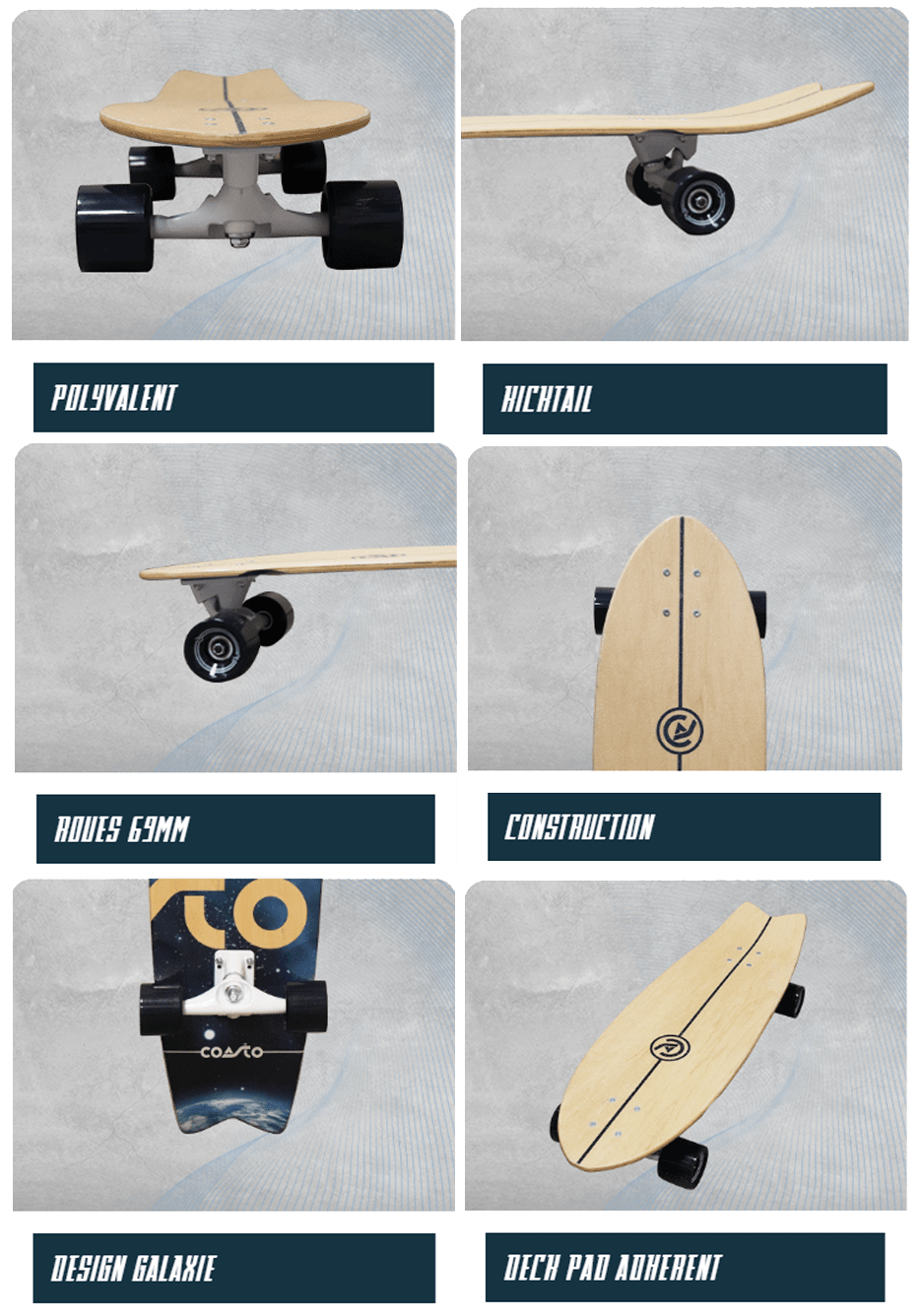 Coasto Sirius 32" Surfskate - Azzura Pool