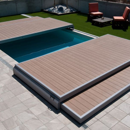 Deckwell Schwimmbadabdeckung und Terrasse in 1 – Grau – 315 cm x 315 cm