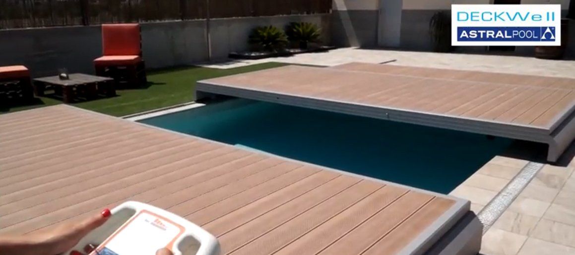 Deckwell zwembad afdekking en terras in 1 - Zand - 700 cm x 350 cm