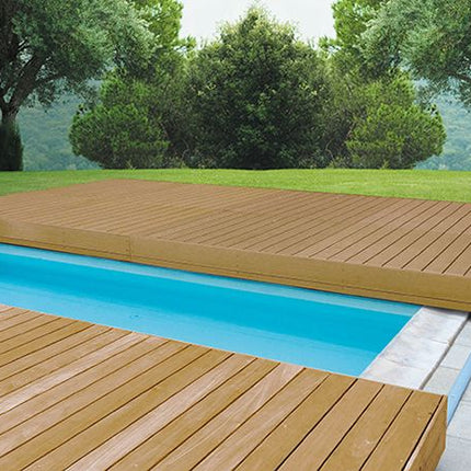 Deckwell Schwimmbadabdeckung und Terrasse in 1 – Honig – 600 x 300 cm