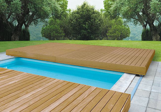 Deckwell zwembad afdekking en terras in 1 - Zand - 700 cm x 350 cm