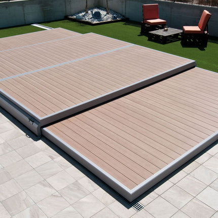 Deckwell Schwimmbadabdeckung und Terrasse in 1 – Grau – 700 cm x 350 cm