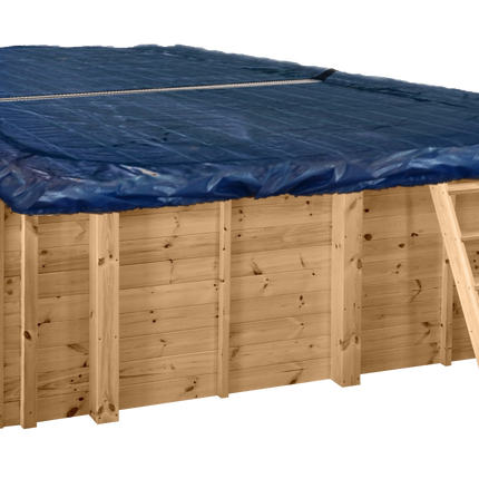 Lona de invierno con malla para piscina de madera 600 cm x 300 cm