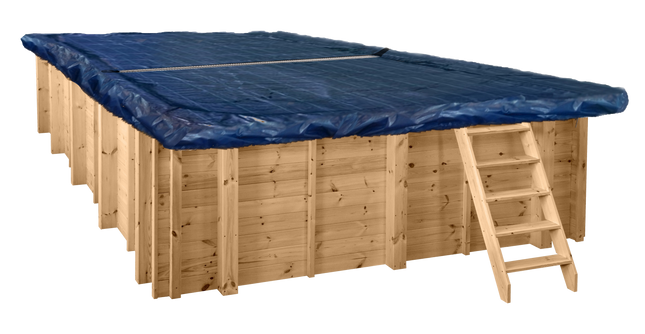 Lona de invierno con malla para piscina de madera 600 cm x 300 cm