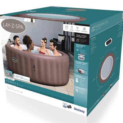 Bestway Lay-Z-Spa Hawaii Smart AirJet de bajo consumo, 6 personas