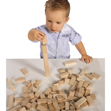 Jeu de blocs en bois Eichhorn – 100 pièces dans un seau de rangement