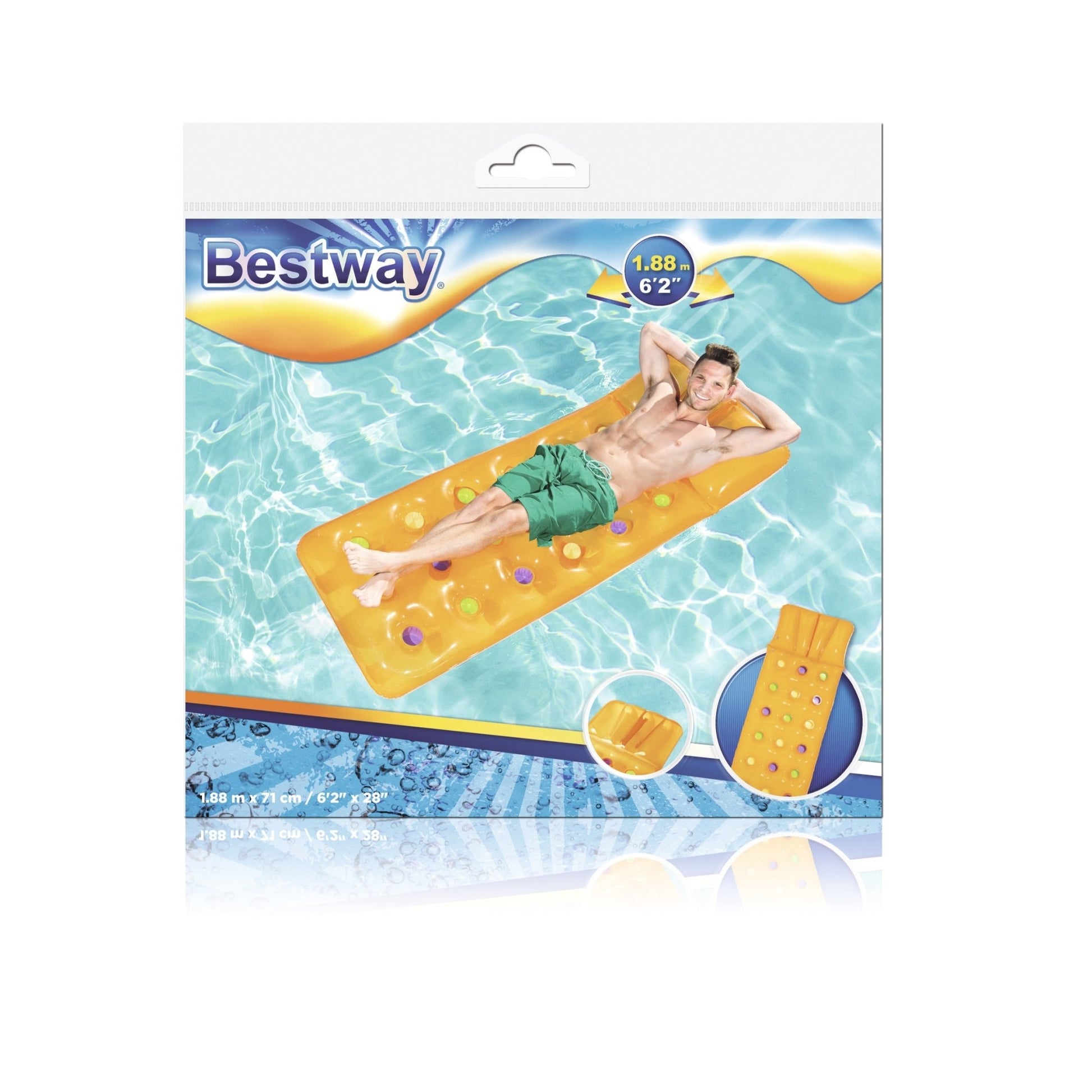 Fashion Luchtmatras 188cm x 71cm - Oranje - Azzura Pool