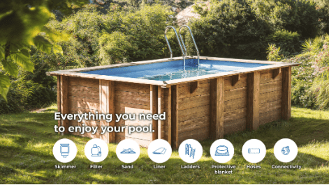 Gre Houten zwembad Sunbay Mango rechthoekig 618 cm x 320 cm x 130 cm - Azzura Pool