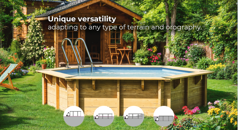 Gre Houten zwembad Vermela ovaal 672 cm x 472 cm x 146 cm - Azzura Pool