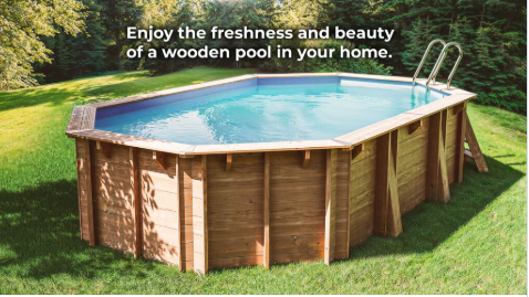 Gre Houten zwembad Vermela ovaal 672 cm x 472 cm x 146 cm - Azzura Pool