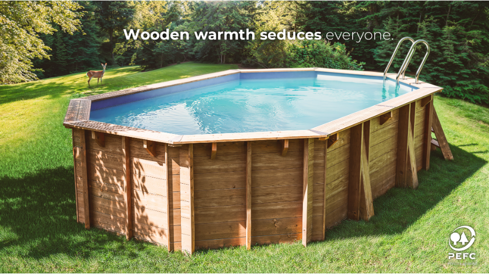 Gre Houten zwembad Vermela ovaal 672 cm x 472 cm x 146 cm - Azzura Pool