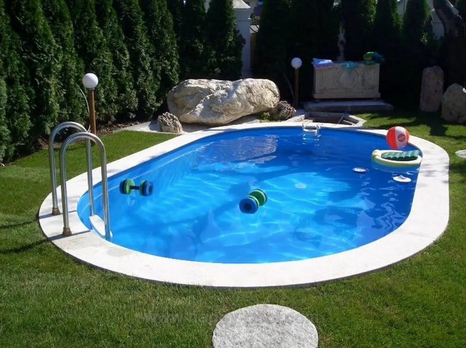 Happy Pool metalen zwembad Wit ovaal 859 x 420 cm x 150 cm