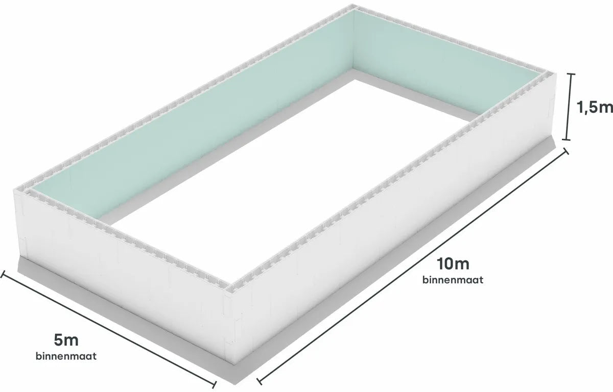 High Density Polystyreen zwembad blokkenset - 1000 x 500 x 150 cm - Azzura Pool