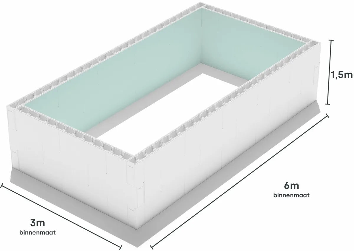 High Density Polystyreen zwembad blokkenset - 600 x 300 x 150 cm - Azzura Pool