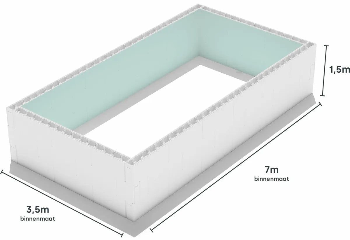 High Density Polystyreen zwembad blokkenset - 700 x 350 x 150 cm - Azzura Pool